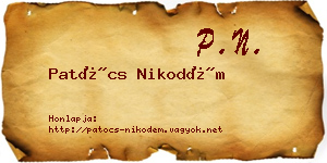 Patócs Nikodém névjegykártya
